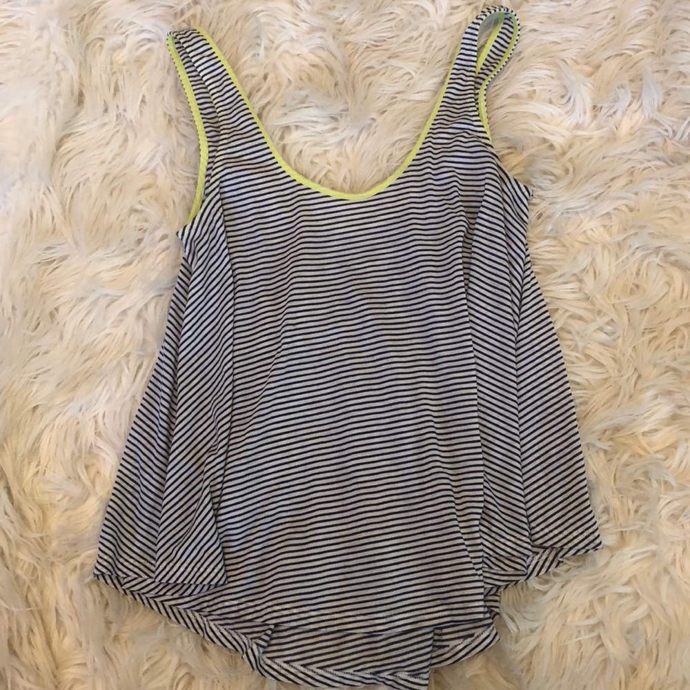 Flowy striped tank top with neon green detail